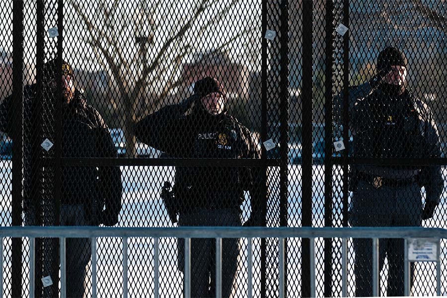 Officers salute.