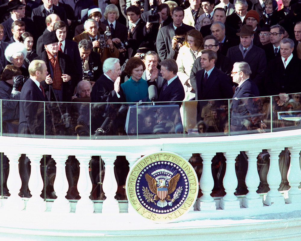 Jimmy Carter being sworn in as president.